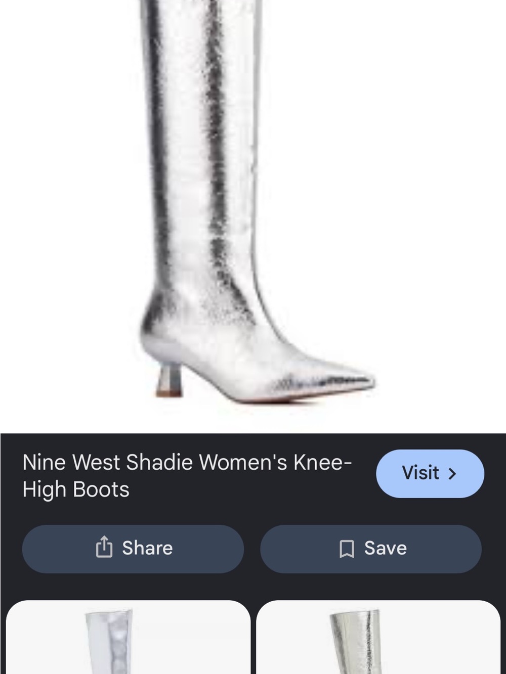 Nine West Metallic Silver Over-the-Knee Pointed Boot